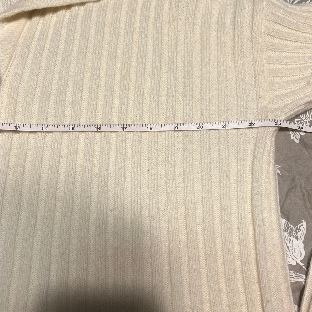 Madewell cream ribbed cardigan with fold over collar. Sz. XL good cond. - Picture 7 of 10